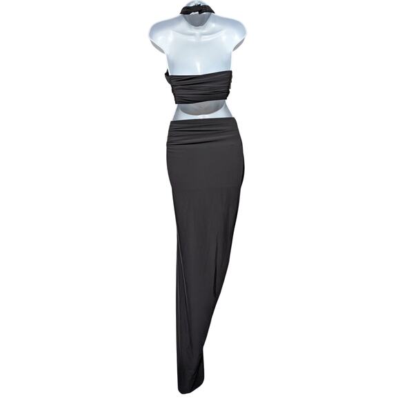 Bronx and Banco Cleopatra Small Black Maxi Dress Designer Gown Sexy Halter Dress - Picture 10 of 16